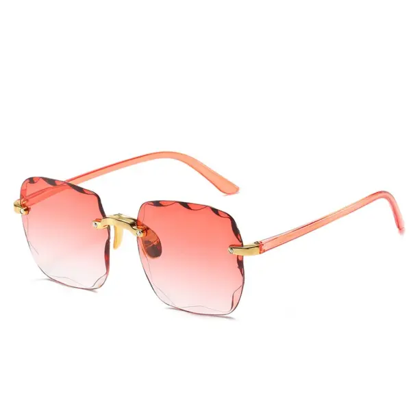 Rimless Women's Gradient Fashion Sunglasses - Image 13