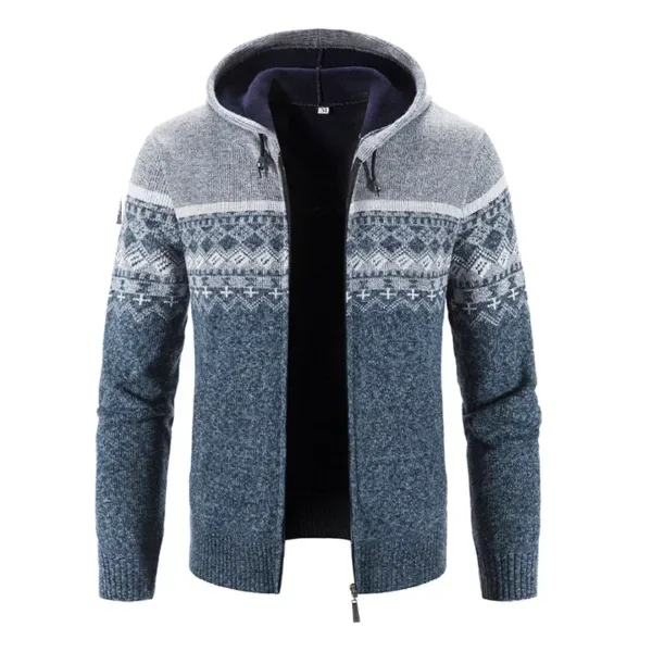 Men's Winter Hooded Zipper Jacket Sweater - Image 2