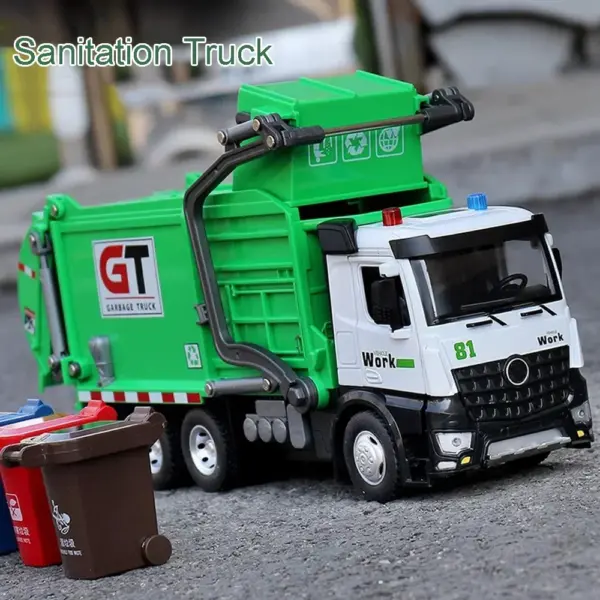 1:24 Green Diecast Garbage Truck Toy Model