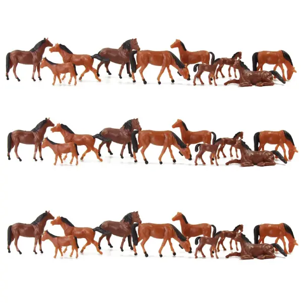 30pcs HO Scale Brown Horse Model Set