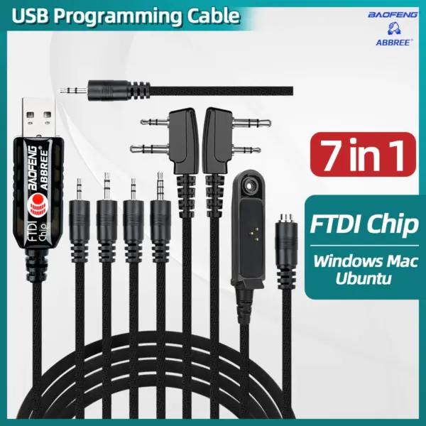 7 In 1 USB Programming Cable for Ham Radios