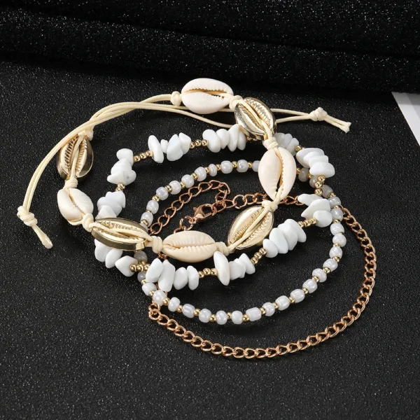 Summer Beach Stone Chain Anklet Set - Image 3