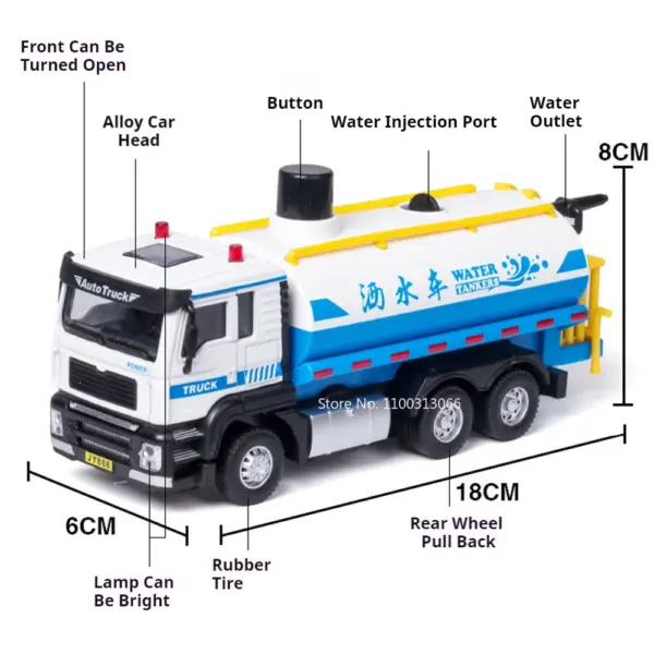 1/50 Diecast Garbage Truck Model Toy with Sound - Image 2