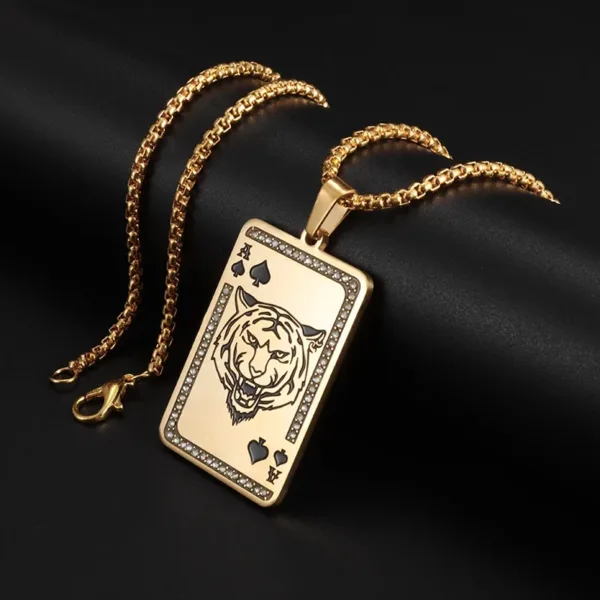 Iced Out Spades Playing Card Necklace for Men - Image 20