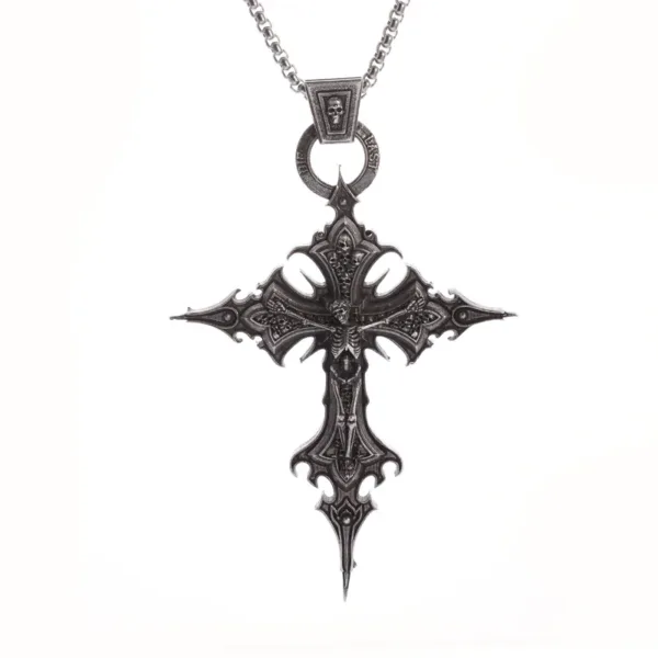 Punk Red Cross Templar Pendant Necklace - Image 17