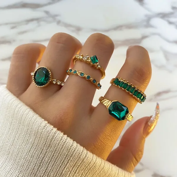 Bohemian Blue Crystal Rings Set for Women - Image 8