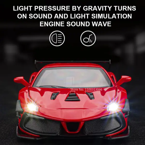 1:32 F488 Alloy Sport Car Model with Lights - Image 4