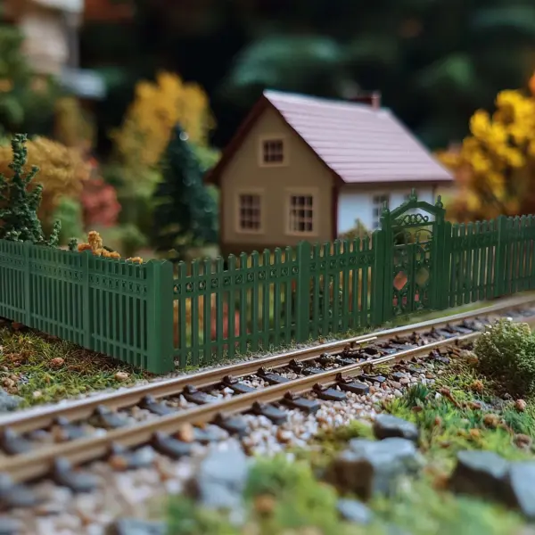 HO Scale Green Model Fences with Gates - Image 4