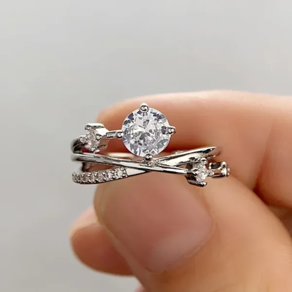 Brilliant Cubic Zirconia Wedding Band Ring - Image 24