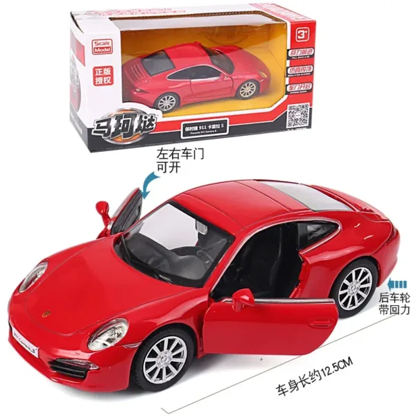 1:36 Porsche 911 Carrera S Diecast Model Car - Image 9