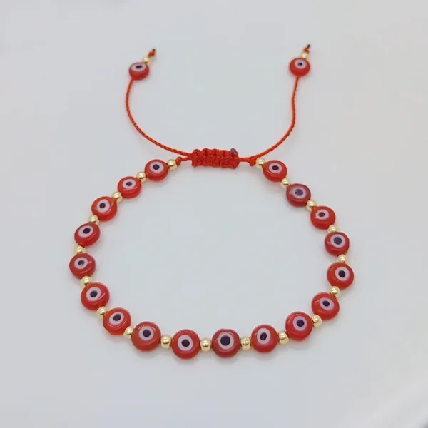 Evil Eye Beaded Bracelet with Red Crystals - Image 9