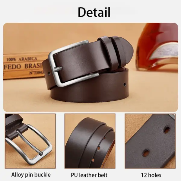 Men's Casual PU Leather Square Buckle Belt - Image 5