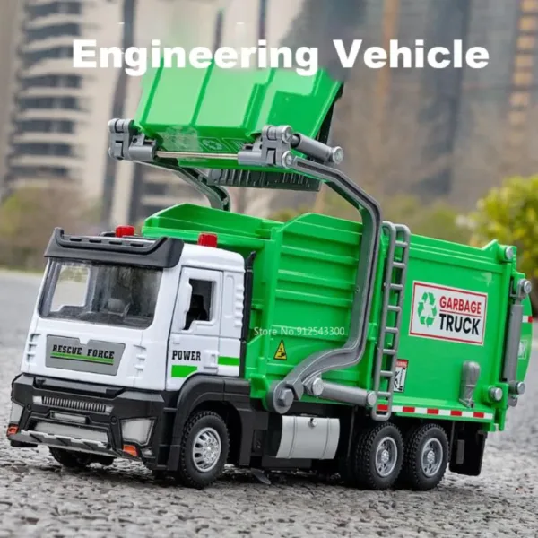 1/32 Green Alloy Urban Garbage Truck Toy Model