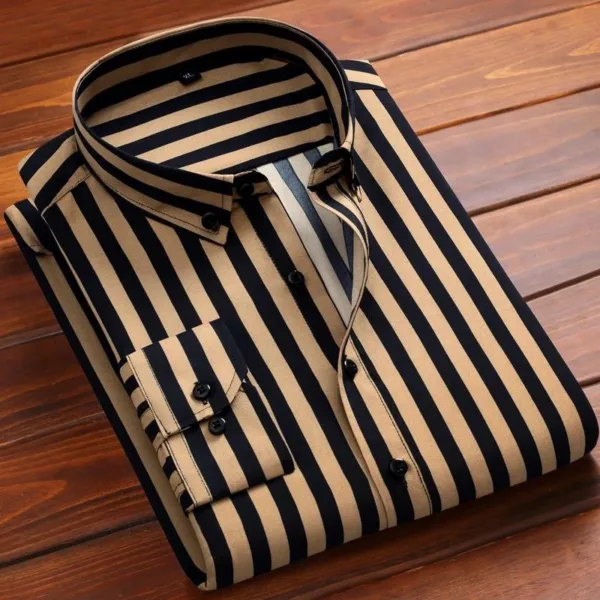 Men's Long Sleeve Striped Casual Shirt