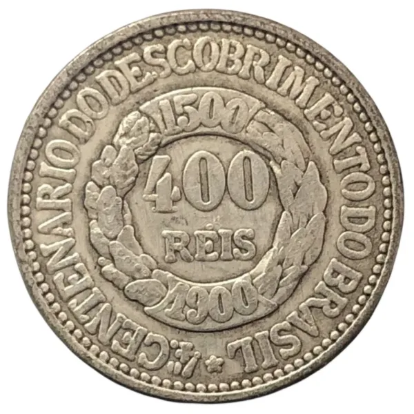 1900 Brazil 400 Reis Silver Plated Coin