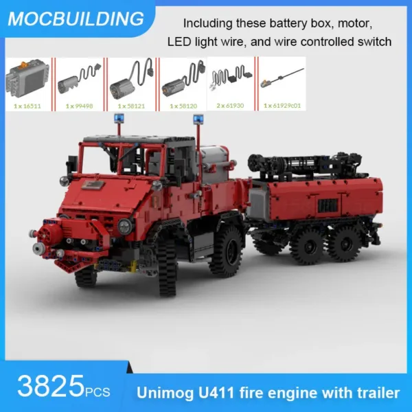 MOC Building Blocks Unimog U411 Fire Engine Set - Image 3