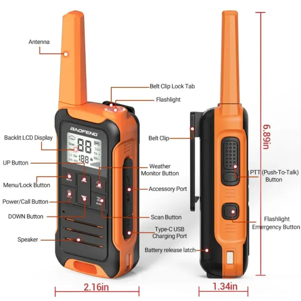 2pcs Baofeng F22 Long Range Walkie Talkies - Image 2