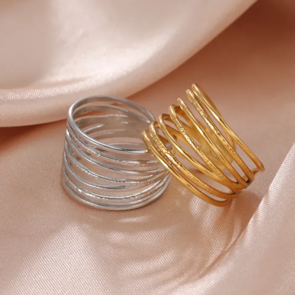 Geometric Multi-Layer Stainless Steel Rings