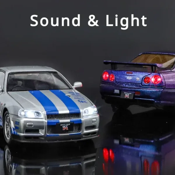 1:24 Alloy Nissan GTR R34 Diecast Car Model - Image 2