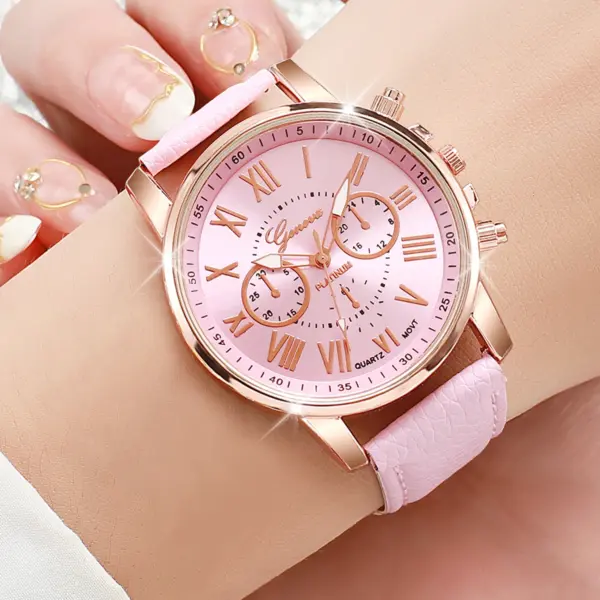 5PCS Women’s Quartz Watches Stylish Leather Bands - Image 5