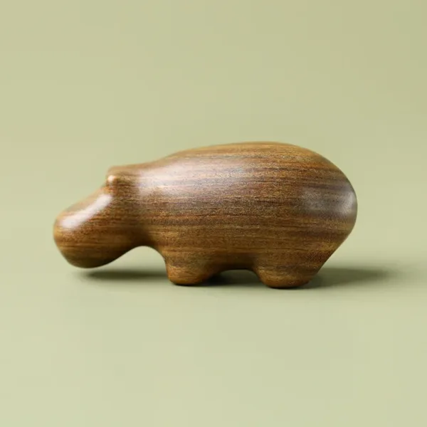 Wooden Mini Hippo Sculpture for Home Decor - Image 7