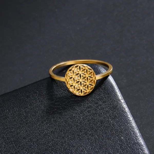 Flower of Life Vintage Stainless Steel Ring - Image 4