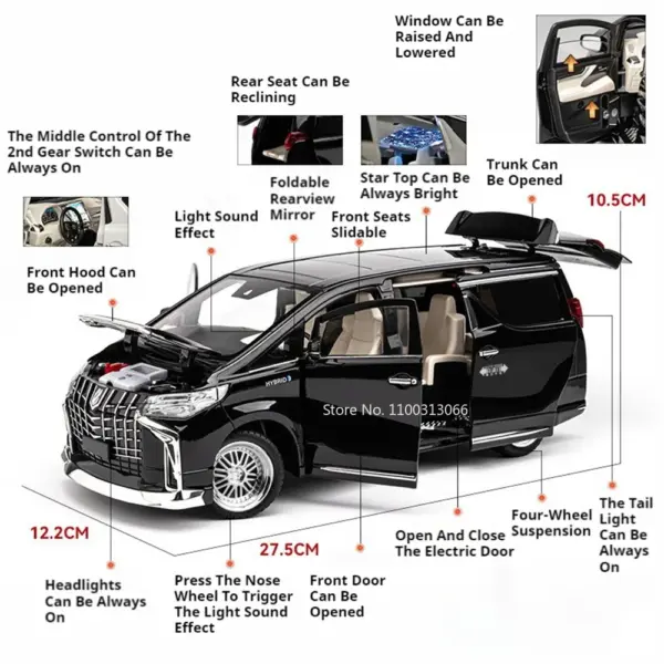 1/18 Metal Diecast Alphard MPV Toy Car - Image 2