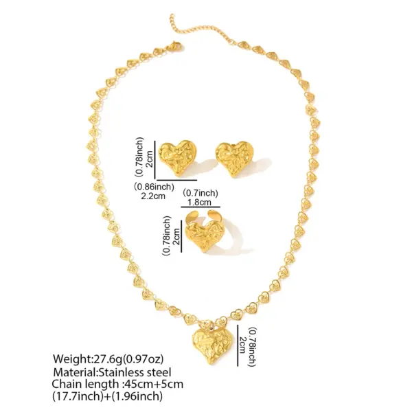 Stainless Steel Heart Jewelry Set for Women - Image 4