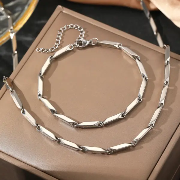 Geometric Stainless Steel Necklaces Set for Women - Image 4