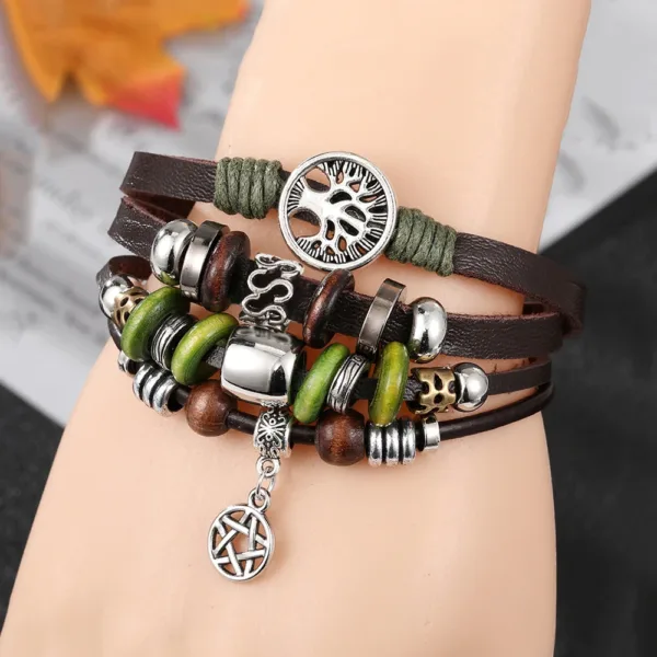 Handmade Tree of Life Leather Wrap Bracelet