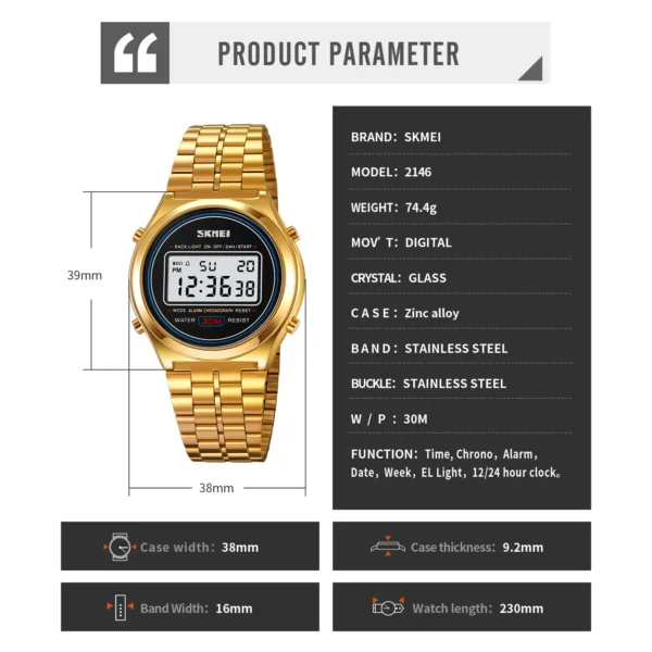 Digital Waterproof Stopwatch Watch for Men - Image 6