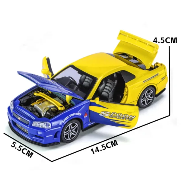 1:32 Alloy Nissan GTR R34 GT-R Model Car - Image 4