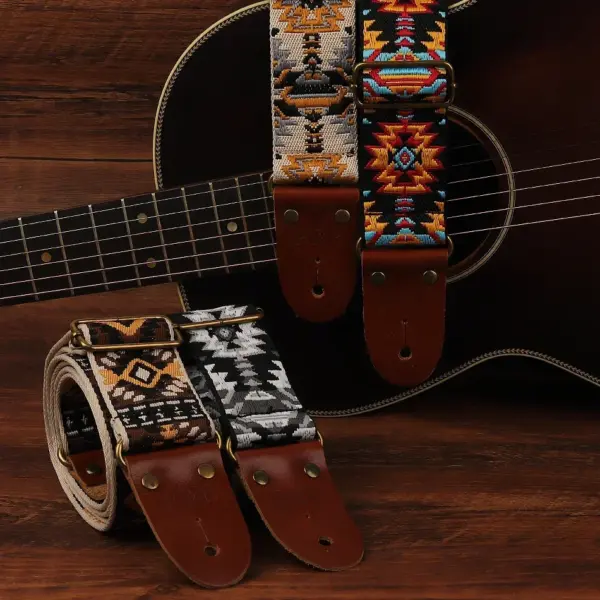 Bohemian Guitar Strap with Leather Ends