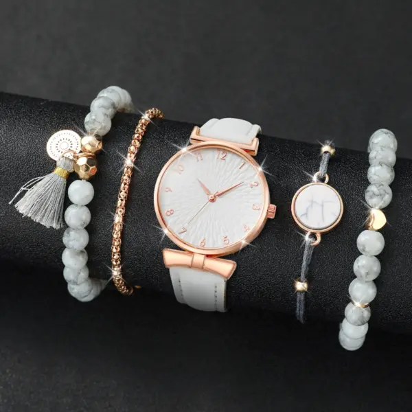 5PCS Women's Quartz Watch and Bracelet Set - Image 2