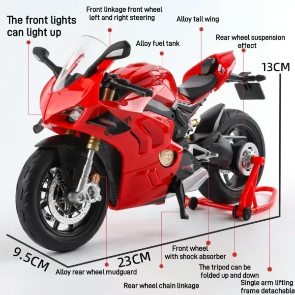 Ducati V4S 1:9 Diecast Model Car with Lights - Image 5