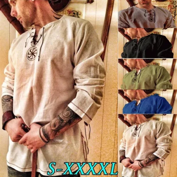 Vintage Viking Style Long Sleeve Men's Shirt