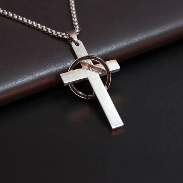 Cross Pendant Necklace in Stainless Steel - Image 9