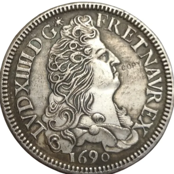 Louis XIV Silver Plated Copy Coin 1690