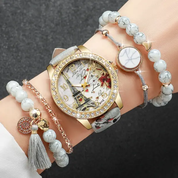 5PCS Women's Quartz Watch and Bracelets Set - Image 2