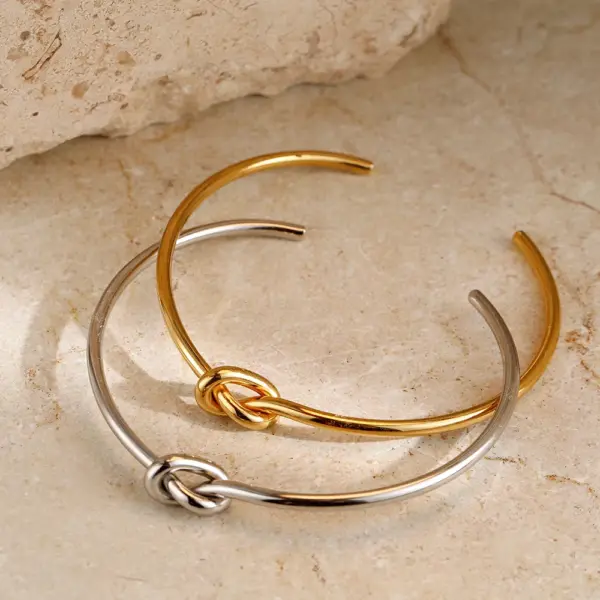 Gold Stainless Steel Vintage Cuff Bracelet - Image 5