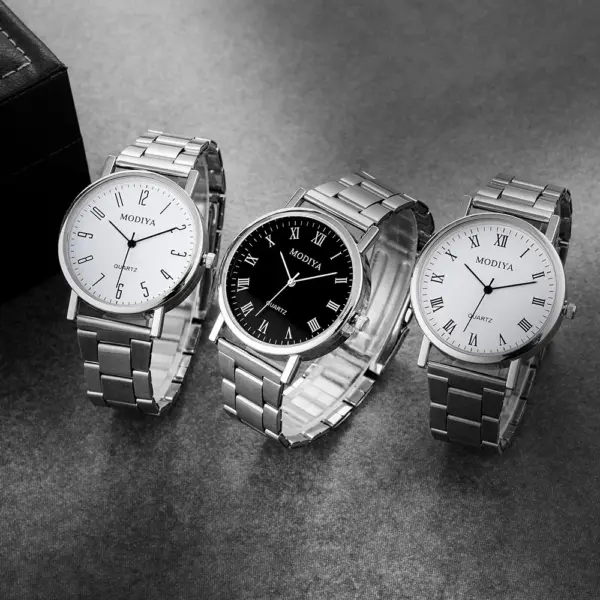 Men's Silver Alloy Casual Quartz Watch Set - Image 4