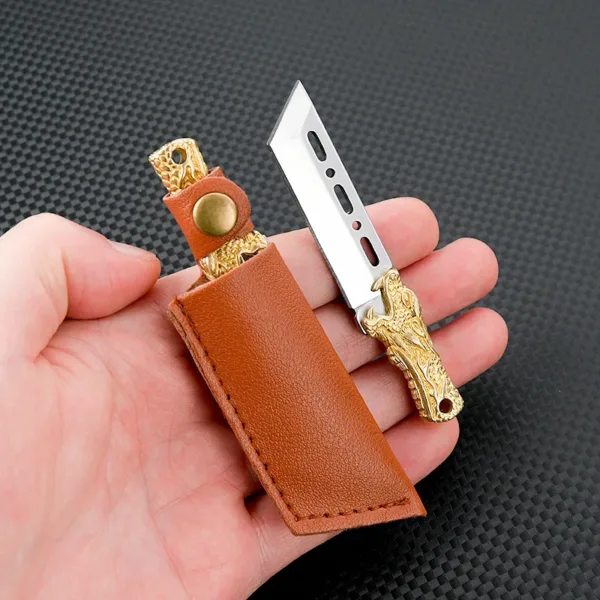 Brass Dragon Head Mini EDC Pocket Knife - Image 4