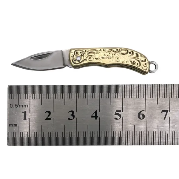 Mini Brass Folding Knife with Shell Handle - Image 9