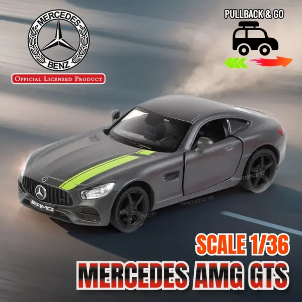 1:36 Mercedes AMG GTS Pink Diecast Model Car - Image 3