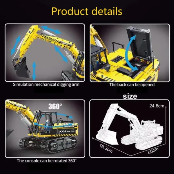 Remote Control Excavator Building Blocks Set - Image 3