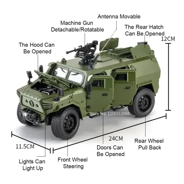 1:18 Military Green DONGFENG Off-road Toy Car - Image 2