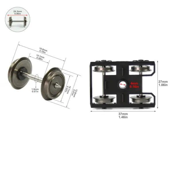 4pcs HO Scale Metal Train Bogies with Wheels - Image 5