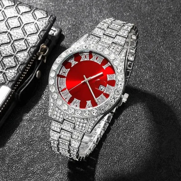 Hip Hop Style Rhinestone Wrist Watch Set - Image 4