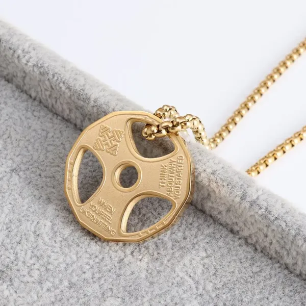 Fashion Barbell Dumbbell Pendant Necklace - Image 24