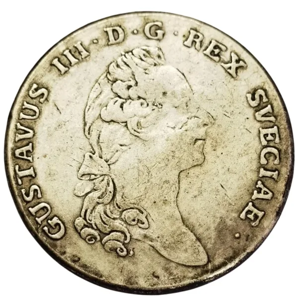 1781 Sweden Riksdaler Silver Replica Coin - Image 2